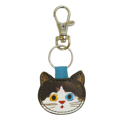 Kawaii Cat Keychain PU Leather Cute Animal Design 2pcs 8cm 11