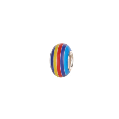 Glass Large Hole Spacer Beads 14mm Rainbow Candy Section Striped 20pcs 28