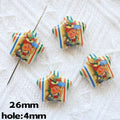 Printed Star Shaped Acrylic Beads 26mm Glossy Cartoon Design 20pcs 6