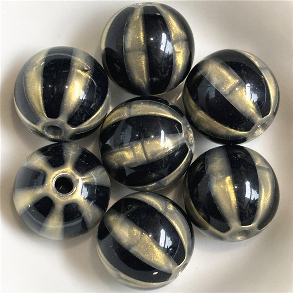 Shimmer Striped Acrylic Beads 16mm Colorful Glossy 100pcs 2