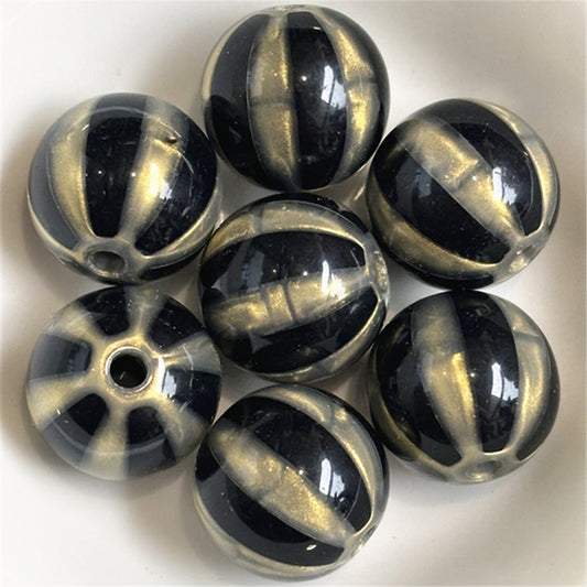Shimmer Striped Acrylic Beads 16mm Colorful Glossy 100pcs 2
