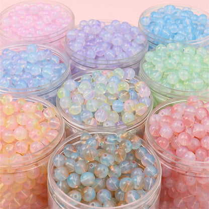 Czech Glass Beads Ball 10mm Pastel Opalescent Mixed Colors 60pcs