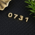 Number Metal Beads 10mm Golden Rhinestone Embeded 50pcs 2