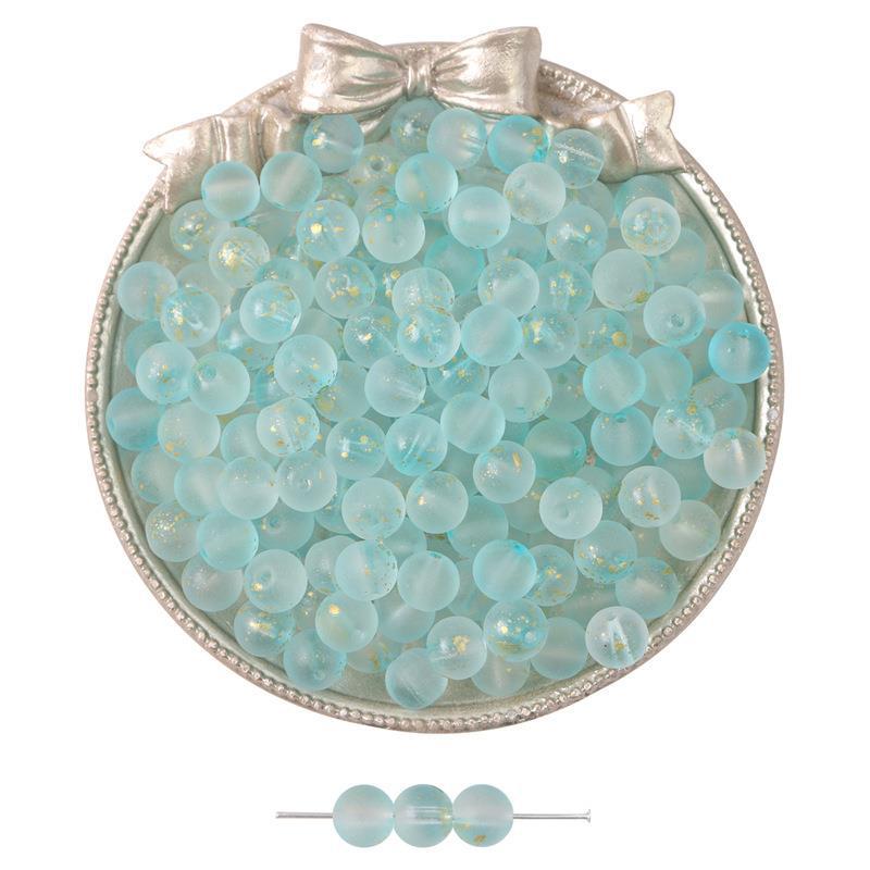 Transparent Frosted Glass Beads 8mm Delicate Gold Flecks 50pcs 16