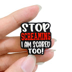 Silicone Focal Beads Stop Screaming Bold Red White Text 20pcs 5