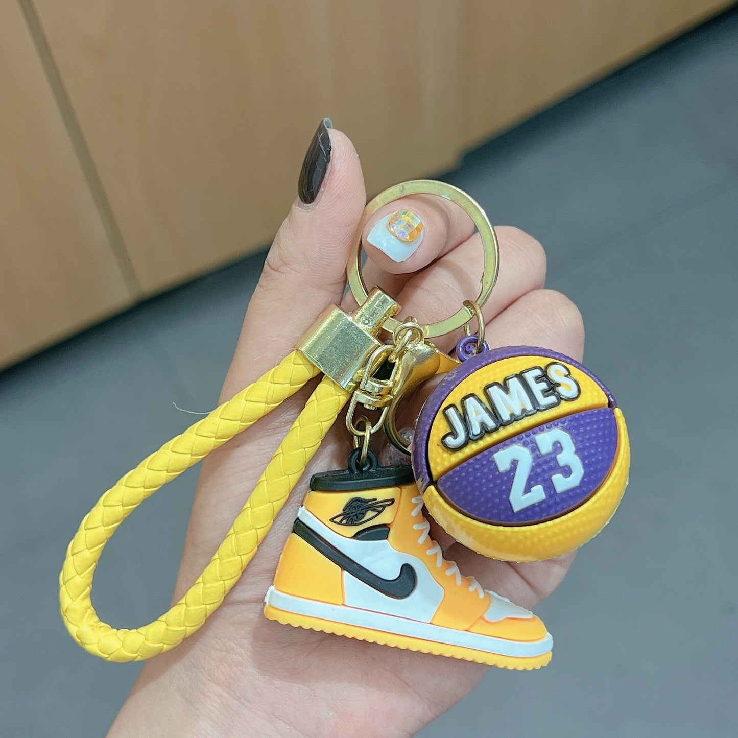 Basketball Shoe Keychain PVC Mini Sneaker Purple Yellow Black 8