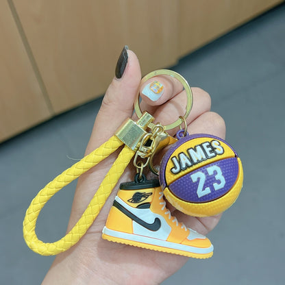 Basketball Shoe Keychain PVC Mini Sneaker Purple Yellow Black 8