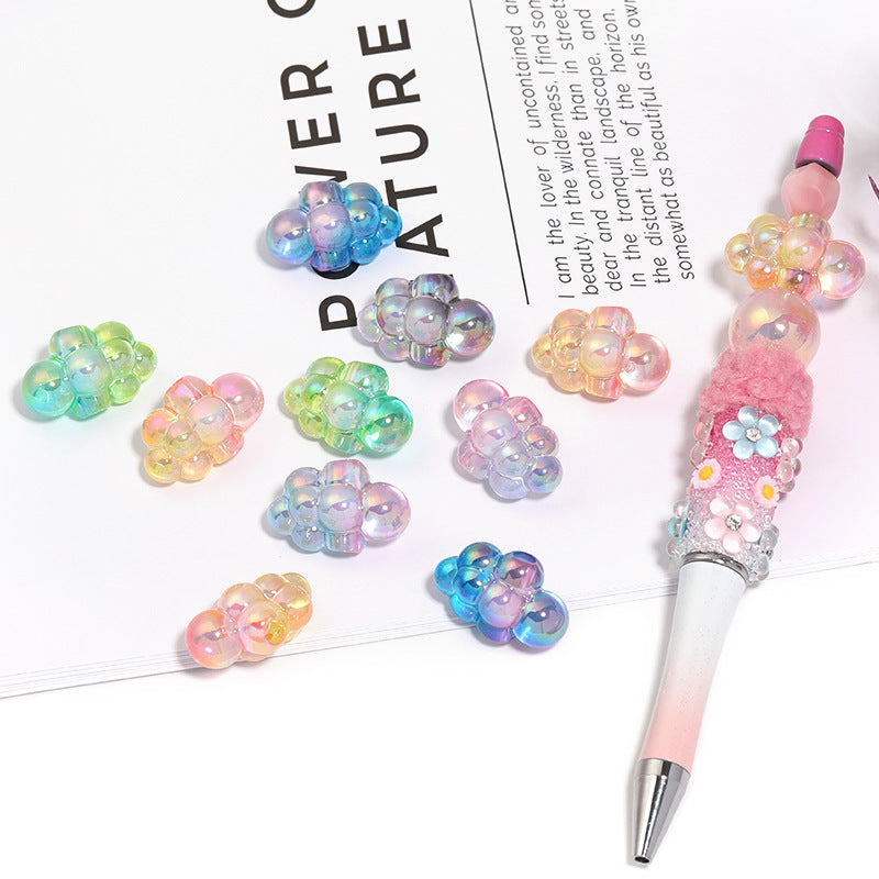 Plating 3D Cloud Acrylic Beads 16x24mm Transparent Iridescent 50pcs 2