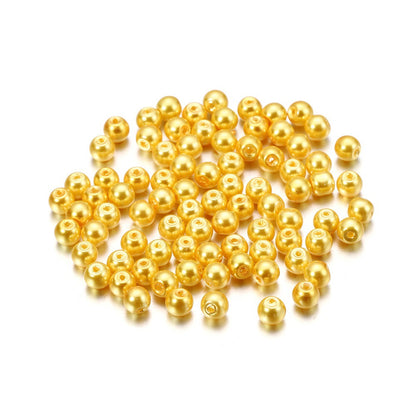 Pearl Glass Beads 8mm Imitation Smooth Glossy Mixed Colors 100pcs 35