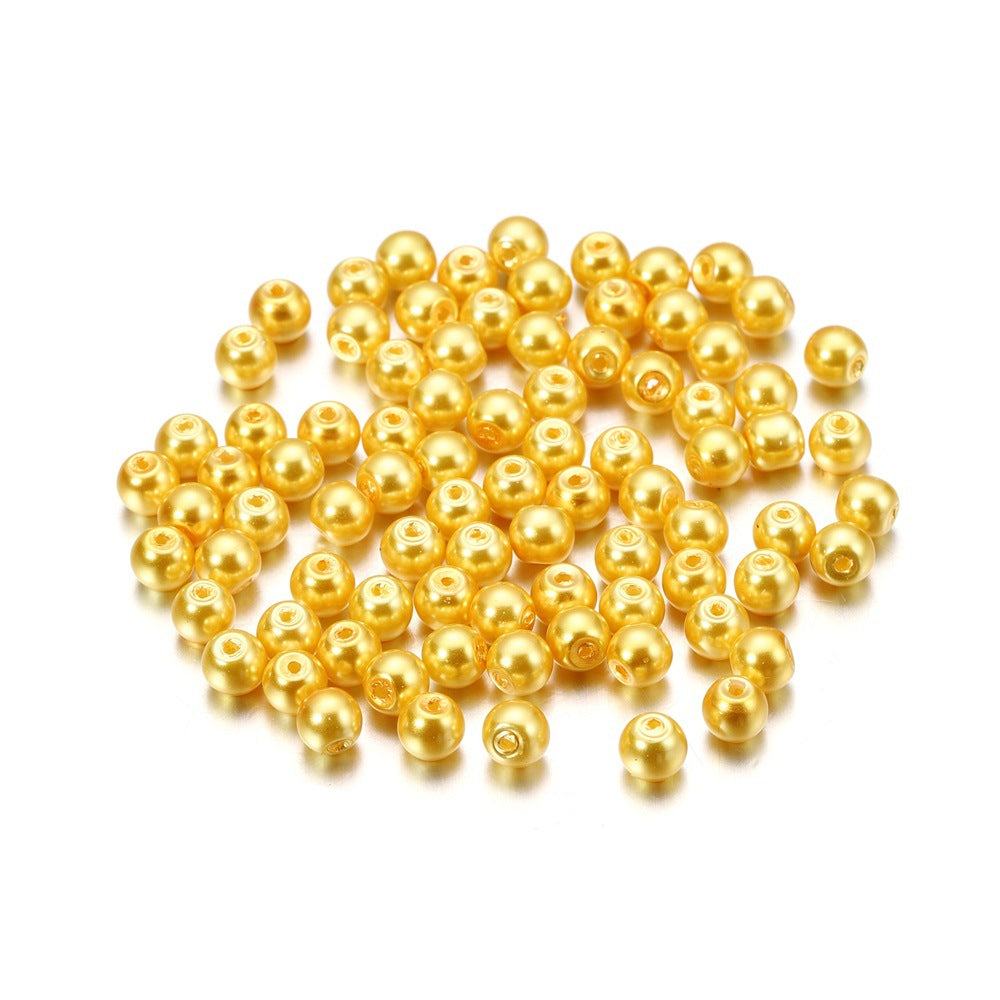 Pearl Glass Beads 8mm Imitation Smooth Glossy Mixed Colors 100pcs 35