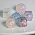 Cross Pattern Acrylic Square Beads 13x15mm Translucent Pastel 20pcs
