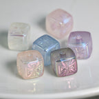 Cross Pattern Acrylic Square Beads 13x15mm Translucent Pastel 20pcs