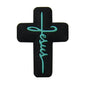 Silicone Focal Beads Jesus Cross Black White Script Text 20pcs 3