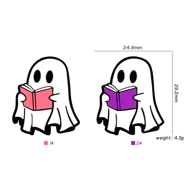 Silicone Focal Beads Halloween White Ghost Reading Book 20pcs 3