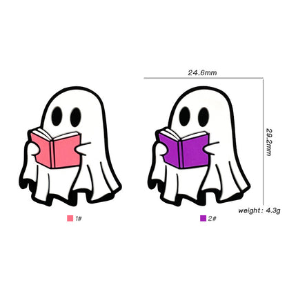 Silicone Focal Beads Halloween White Ghost Reading Book 20pcs 3
