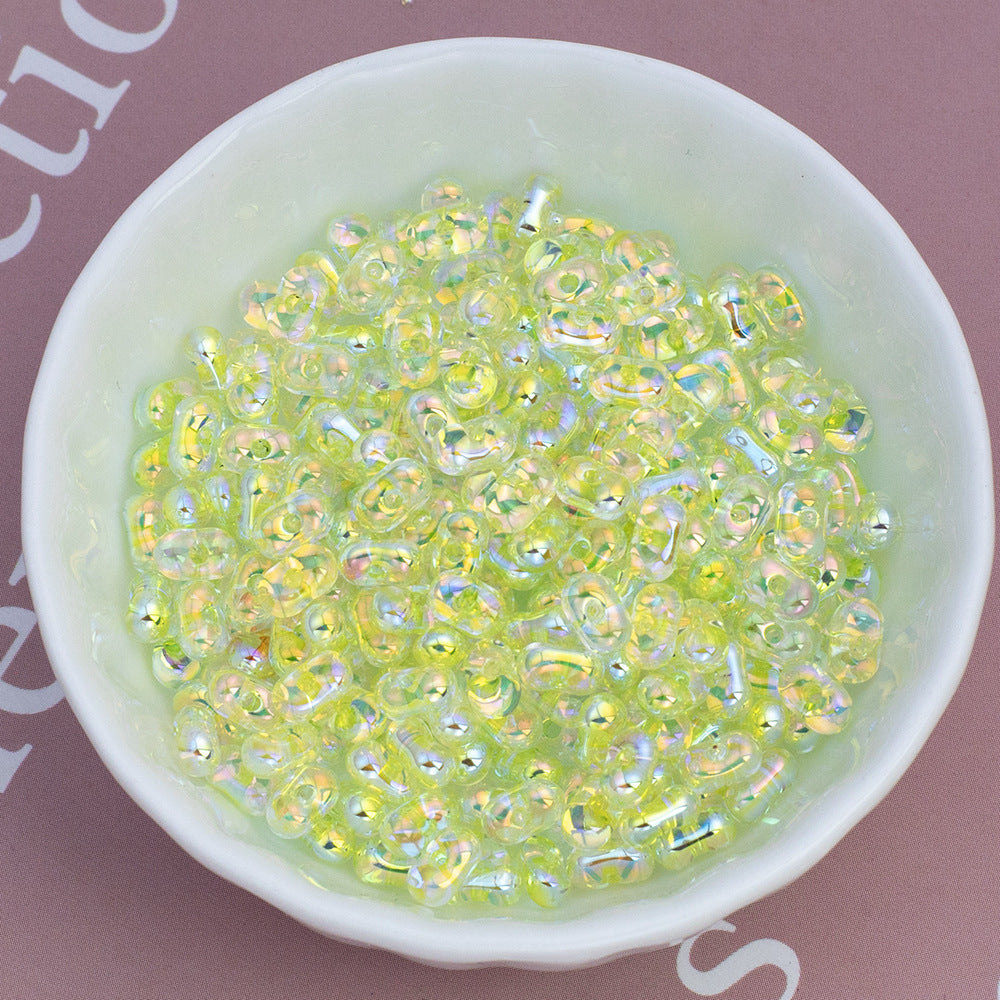 Acrylic Peanut Spacer Beads 4x6mm Transparent Plating Filled 50pcs 13