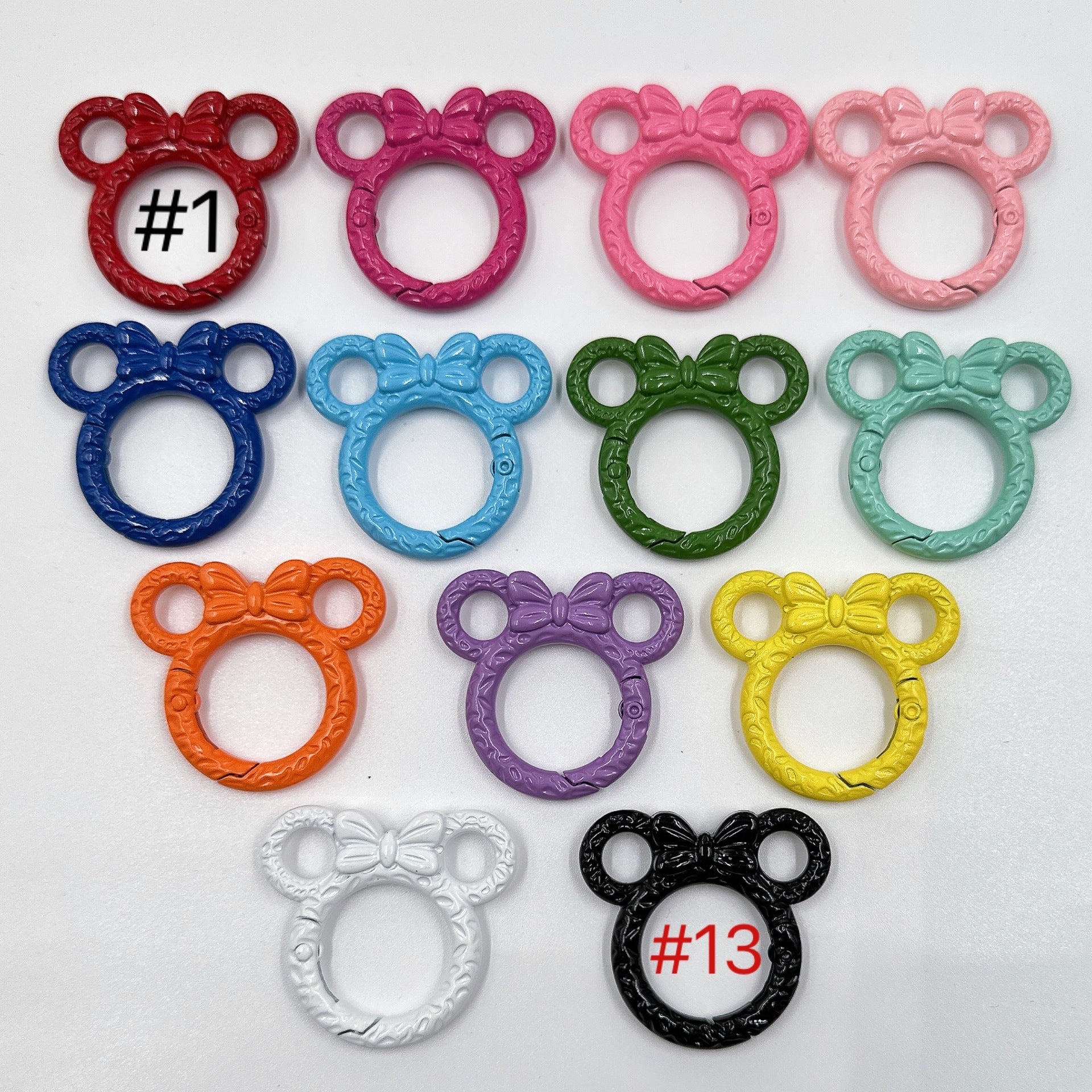 Zinc Alloy Mickey Head Spring Keyrings 28mm Colorful Painted 10pcs 6