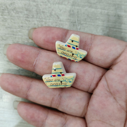 Painted Boat Acrylic Beads 22mm You Are Amazing Script 100pcs 2