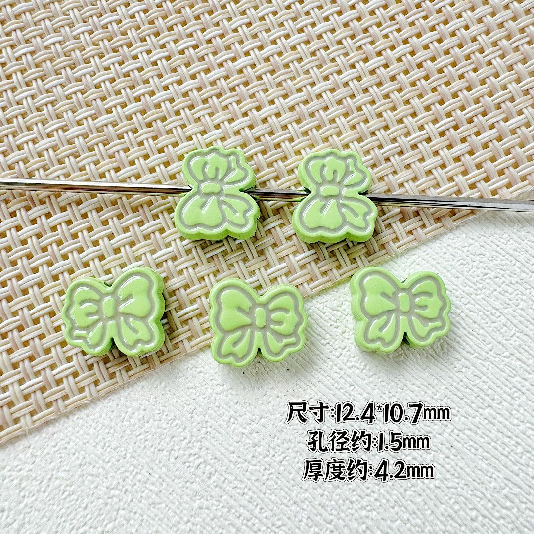 Rabbit and Bear Painted Metal Beads Glossy Finish Bulk 10pcs 27