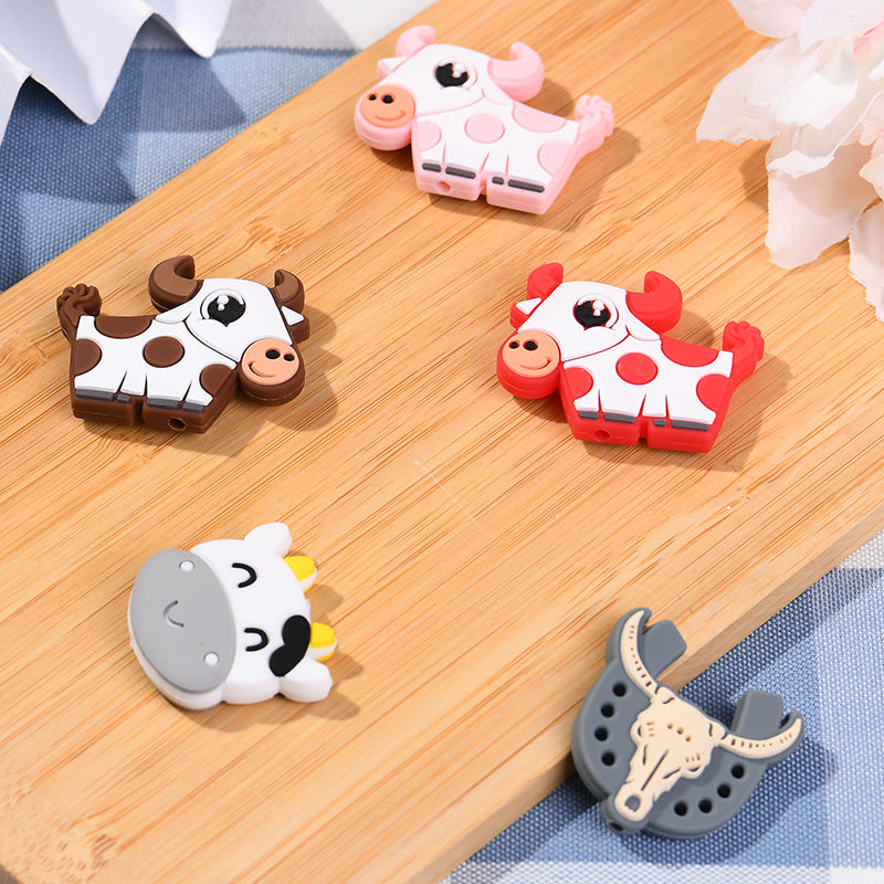 Silicone Focal Beads Highland Cow Colorful Cartoon Heads 20pcs 4