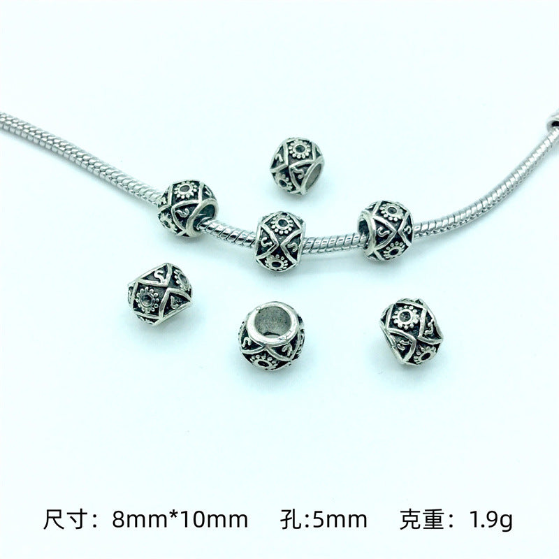 Hollow Spherical Metal Beads Large Hole Intricate Floral Cut-Out 100pcs 16