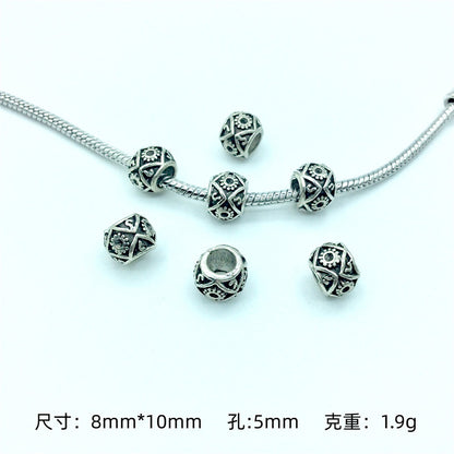 Hollow Spherical Metal Beads Large Hole Intricate Floral Cut-Out 100pcs 16