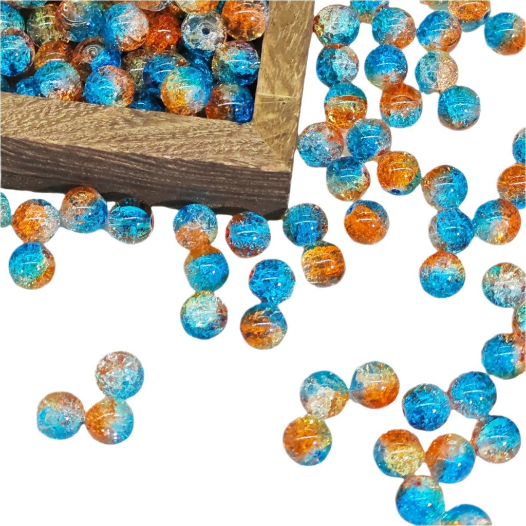 Crackle Round Glass Beads 10mm Bright Multicolor 50pcs 4
