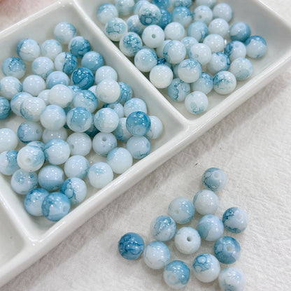 Czech Glass Beads Round 8mm Ink Painting Gradient Pastel 100pcs 7