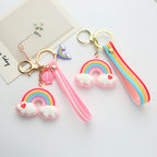 Silicone Rainbow Heart Cloud Keychain Colorful Pastel Charm 2