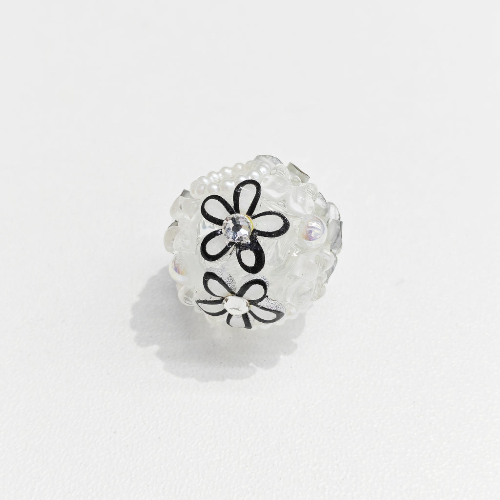 Floral Bubblegum Beads 20mm Matte White with Colorful Flowers 15pcs 4