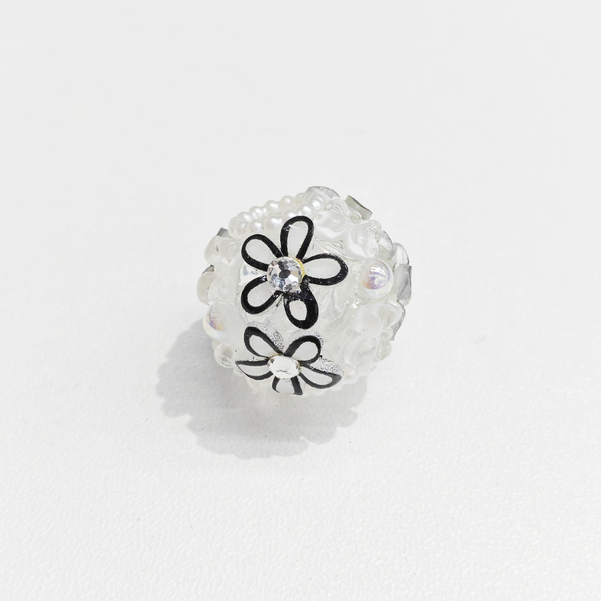 Floral Bubblegum Beads 20mm Matte White with Colorful Flowers 15pcs 4