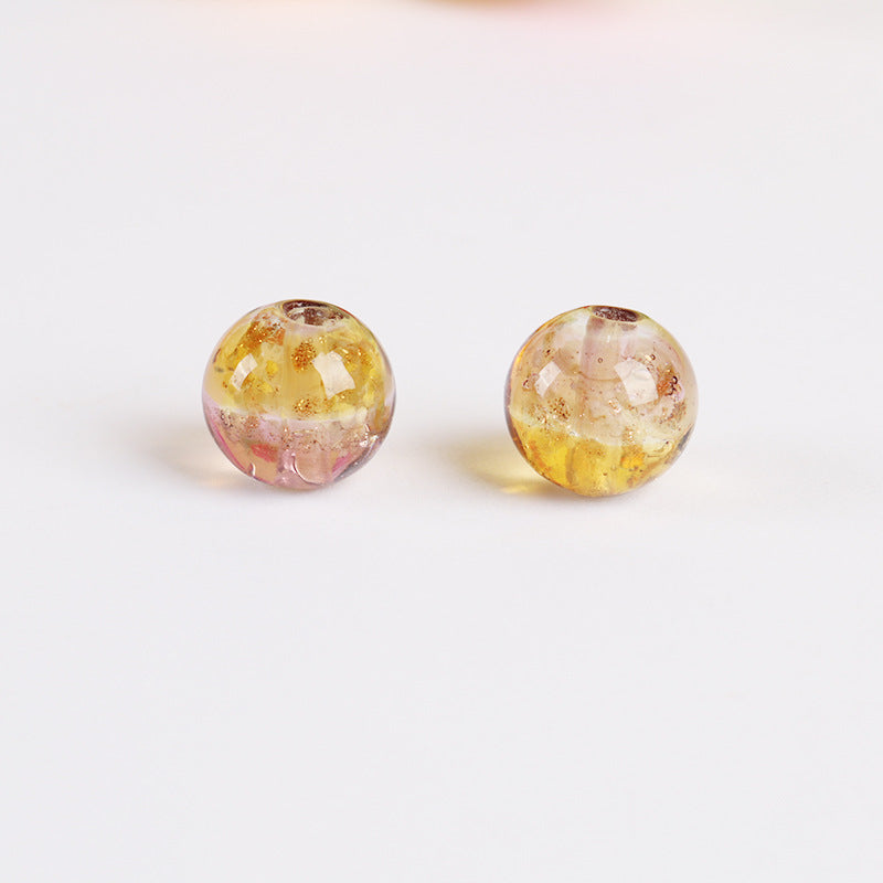 Lampwork Glass Beads Round 12mm Double Color Luminous Foil 5pcs 4