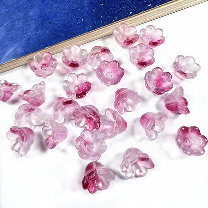 Wind Chime Flower Glass Beads 12mm Transparent Pink 50pcs 39