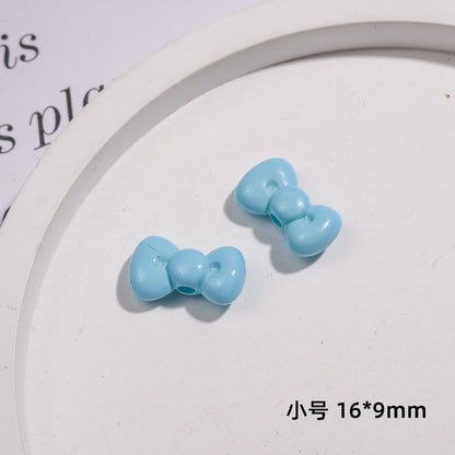 Painted Mini Bow Acrylic Beads 13mm Glossy Mixed Colors 50pcs 10