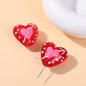 Hand Painted Heart Glass Beads 20mm Red Enamel 2pcs 11
