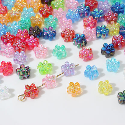 Plating AB Colored Floret Resin Beads 7mm Transparent 100pcs 4