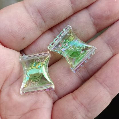Transparent Candy Bag Acrylic Beads 17x21mm UV Plating 100pcs 7