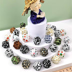 14mm Hexagon Silicone Beads Printed Camouflage Leopard Design 50pcs 2