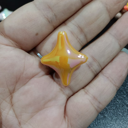 UV Plating Cross Shaped Star Acrylic Beads 25mm Glossy Colorful 100pcs 6