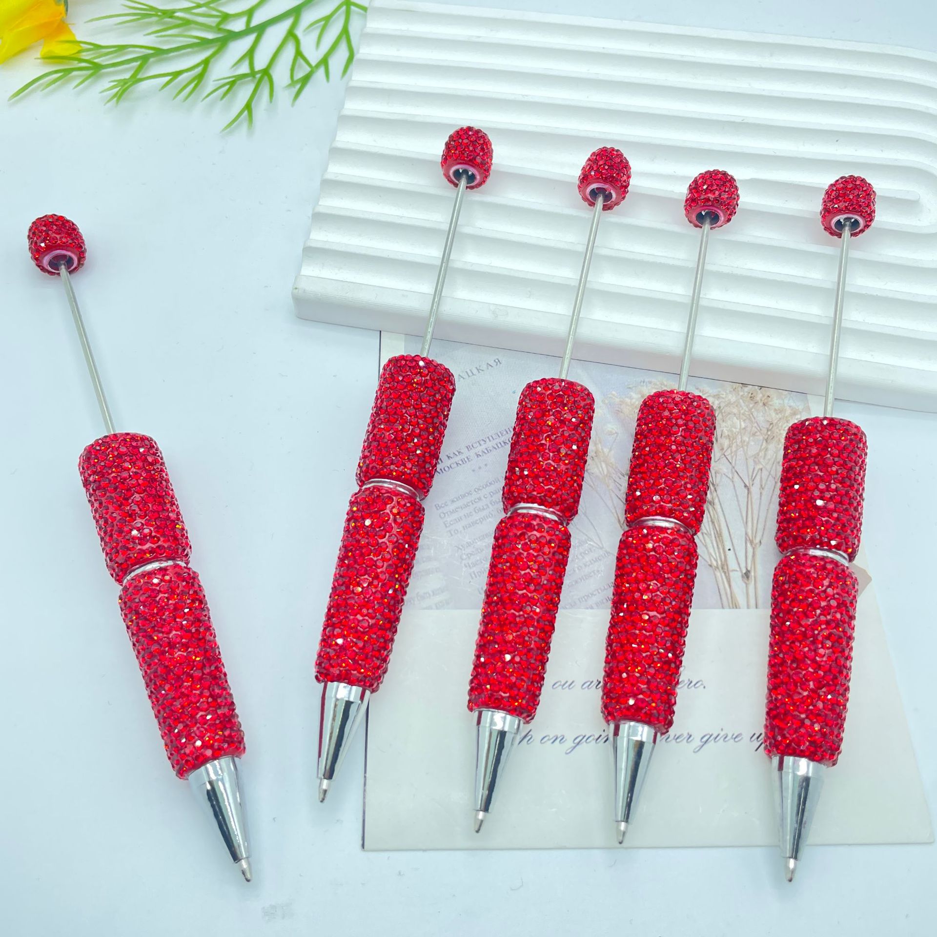 Beadable Pen Full Rhinestone Solid Color Ballpoint 7