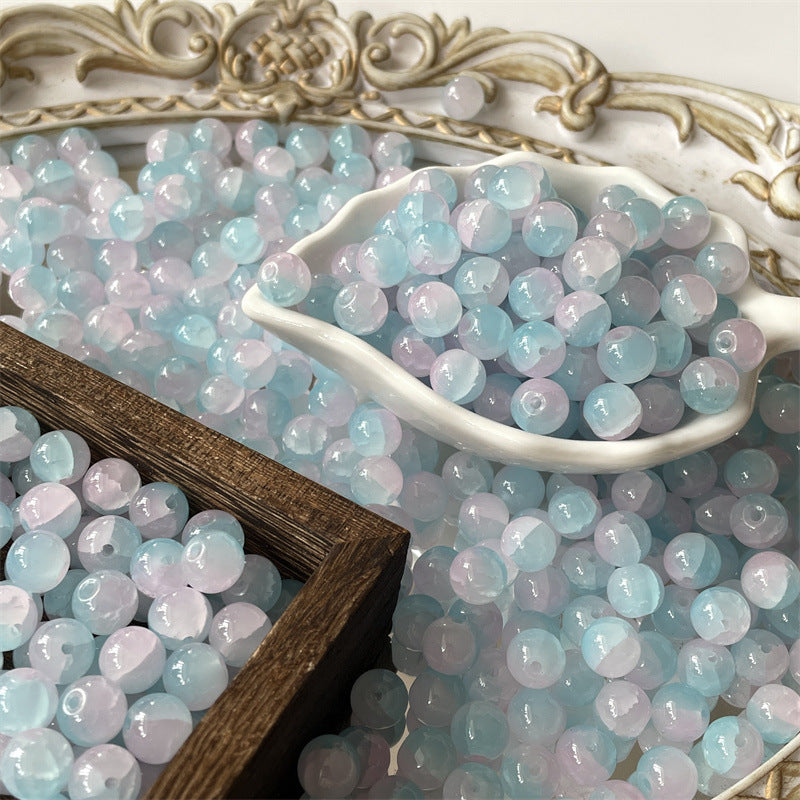 Crackle Round Glass Beads 10mm Imitation White Jade 100pcs 6