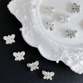 Chunky Butterfly Metal Beads 10mm Bright Silver Alloy 60pcs