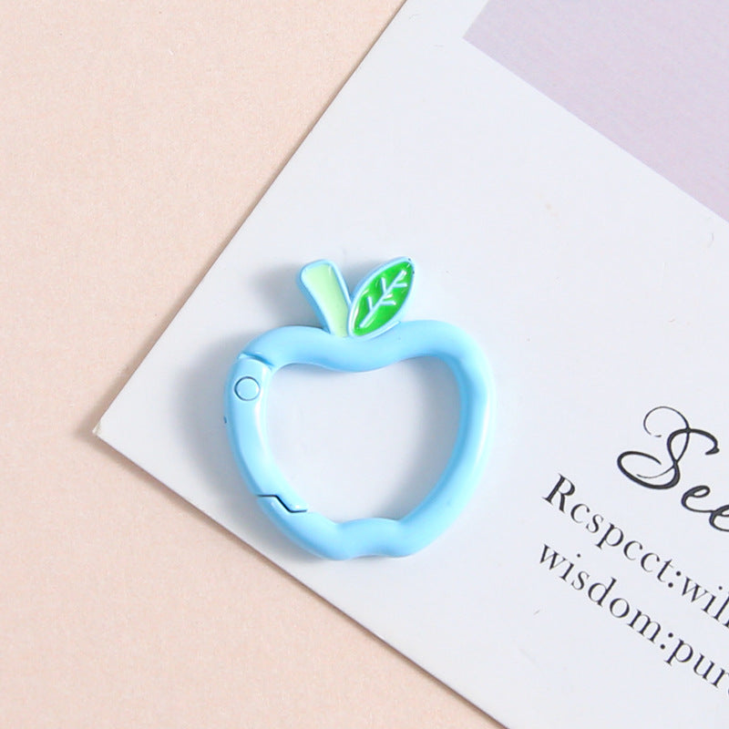 Zinc Alloy Apple Shape Trigger Spring Key Rings 3cm 6pcs 9