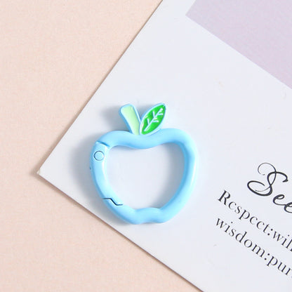 Zinc Alloy Apple Shape Trigger Spring Key Rings 3cm 6pcs 9