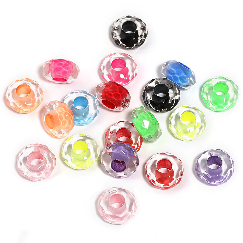Acrylic Round Spacer Beads 15mm Transparent Plating Dyed Core 100pcs 6