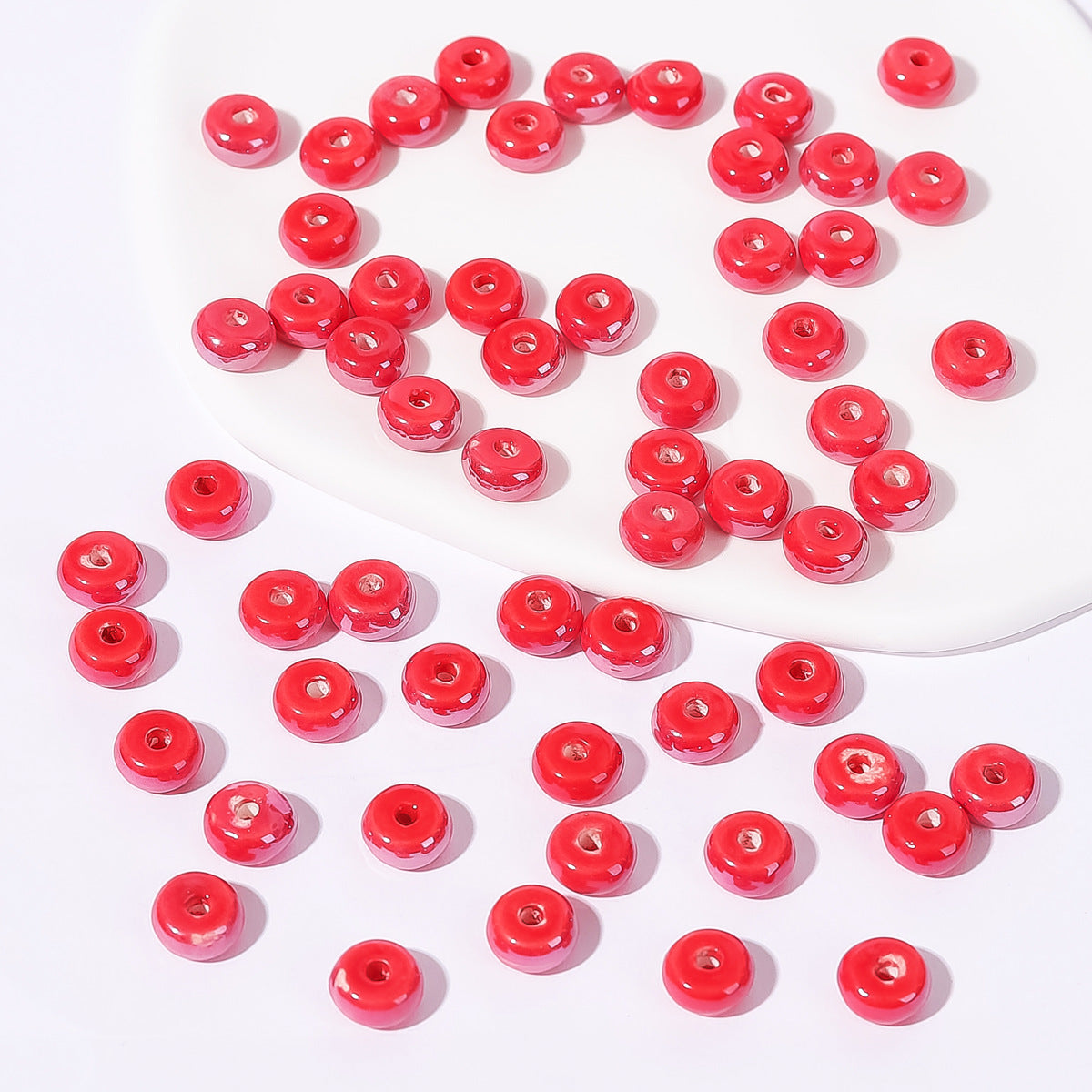 Ceramic Abacus Spacer Beads 5x9mm Creamy Colored 30pcs 3