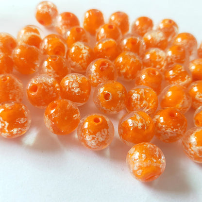 Handmade Painted Glass Beads 8/10/12mm Luminous Silvery Speckles 10pcs 11