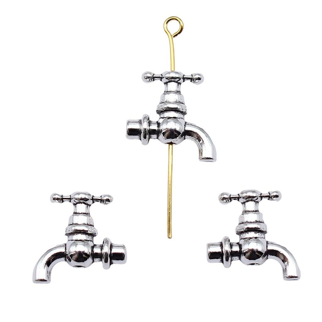 Water Faucet Metal Beads 15mm Zinc Alloy Detailed Vintage Style 40pcs 3