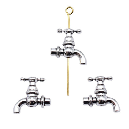 Water Faucet Metal Beads 15mm Zinc Alloy Detailed Vintage Style 40pcs 3