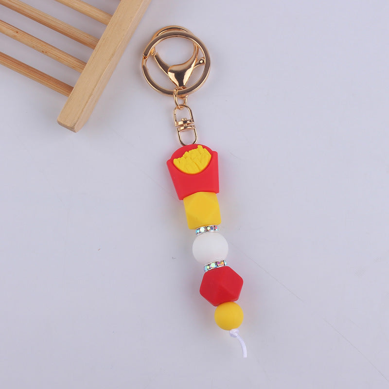 Cartoon Fruit Silicone Bead Keychain Fun Vibrant Colors 8